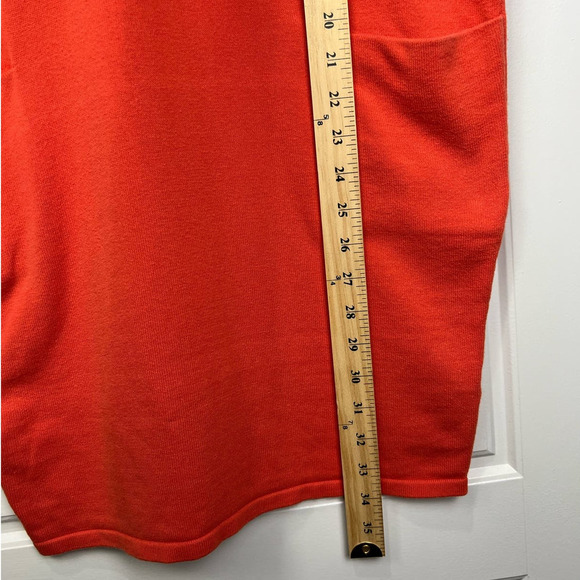 Trina Turk Solid Orange Ribbed Knit Cotton V Neck Mini Tunic Dress Pockets S - Picture 5 of 7
